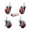 Service Caster 35 Inch Red Polyurethane Wheel Swivel 34 Inch Threaded Stem Caster Set 2 Brakes SCC SCC-TS20S3514-PPUB-RED-34212-2-TLB-2 - alternate 3